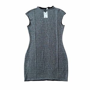 Divided Black and Gray Cap Sleeve Mini Dress